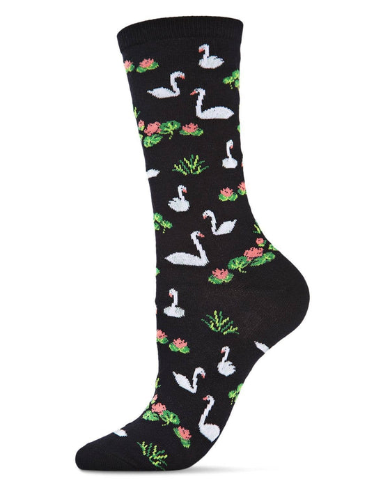Women's Swan Adult Crew Socks (Shoe Size 9-11)