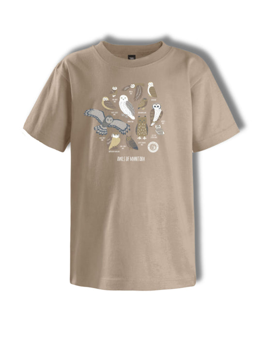 Owls of Manitoba T-Shirt (Adult) Tan